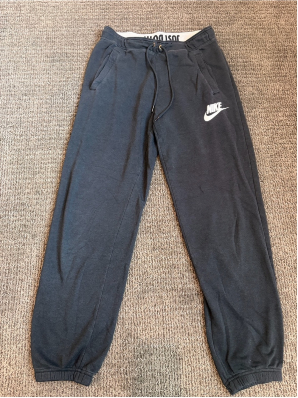 Nike Flip Down Just Do It Waistband Fleece Jogger Sweatpants Black XS EUC